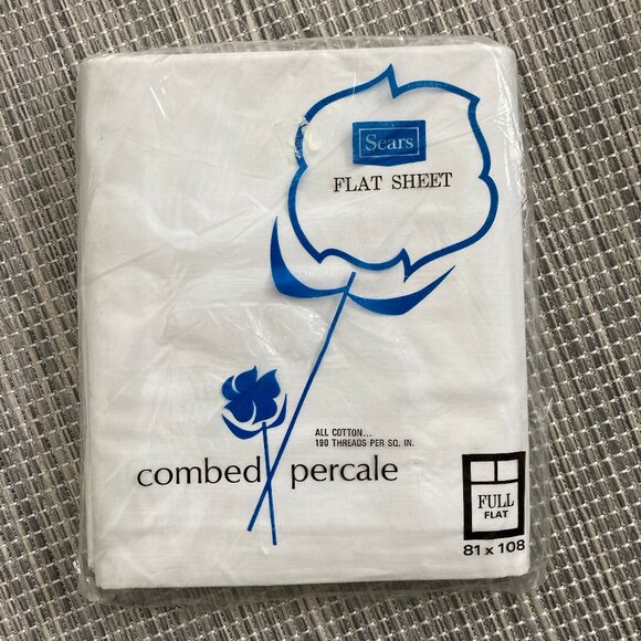 Sears Other - Sears Roebuck & Co. Vintage Comber Percale Cotton White Full Flat Sheer Unopened